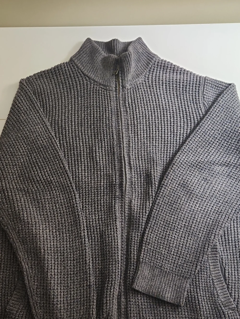 L.L. Bean Men's Zip-Up Rib Knit Sweater - Gray